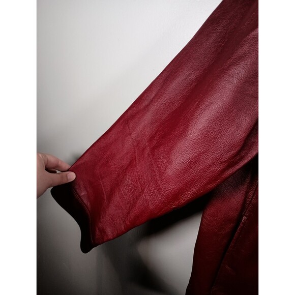 Terry Lewis Classic Luxuries Womens Red Leather Snap Button Jacket Size Large - Picture 2 of 8